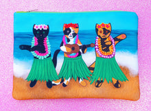 Load image into Gallery viewer, Hula kitties fabric pouch - larger size