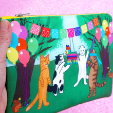 Load image into Gallery viewer, Fiesta kitties fabric pouch - larger size