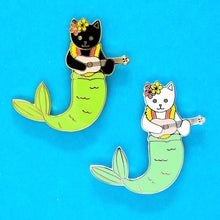 Load image into Gallery viewer, Purrmaid enamel pin - black cat version