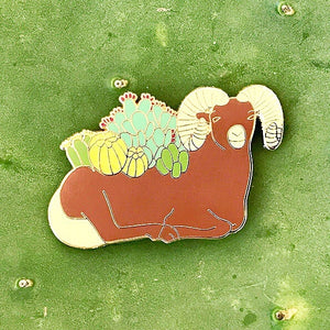 Cactus bighorn sheep enamel pin