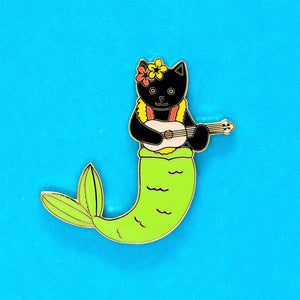 Purrmaid enamel pin - black cat version