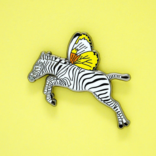 Zebra butterfly enamel pin