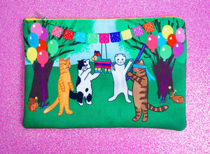 Fiesta kitties fabric pouch - larger size