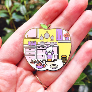 Pie baker cat enamel pin