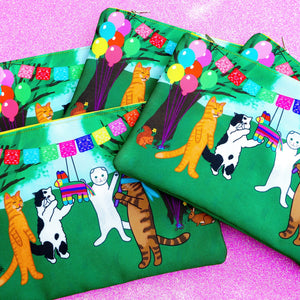 Fiesta kitties fabric pouch - larger size