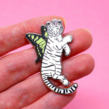 Load image into Gallery viewer, White tiger butterfly enamel pin