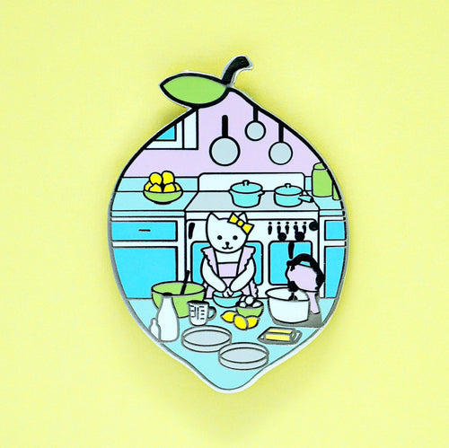 Cake baker cat enamel pin