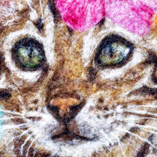 Load image into Gallery viewer, Wool painting of Bengal cat with hibiscus flower