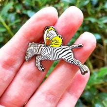 Load image into Gallery viewer, Zebra butterfly enamel pin