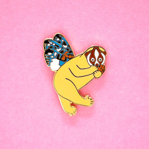 Slow loris moth enamel pin