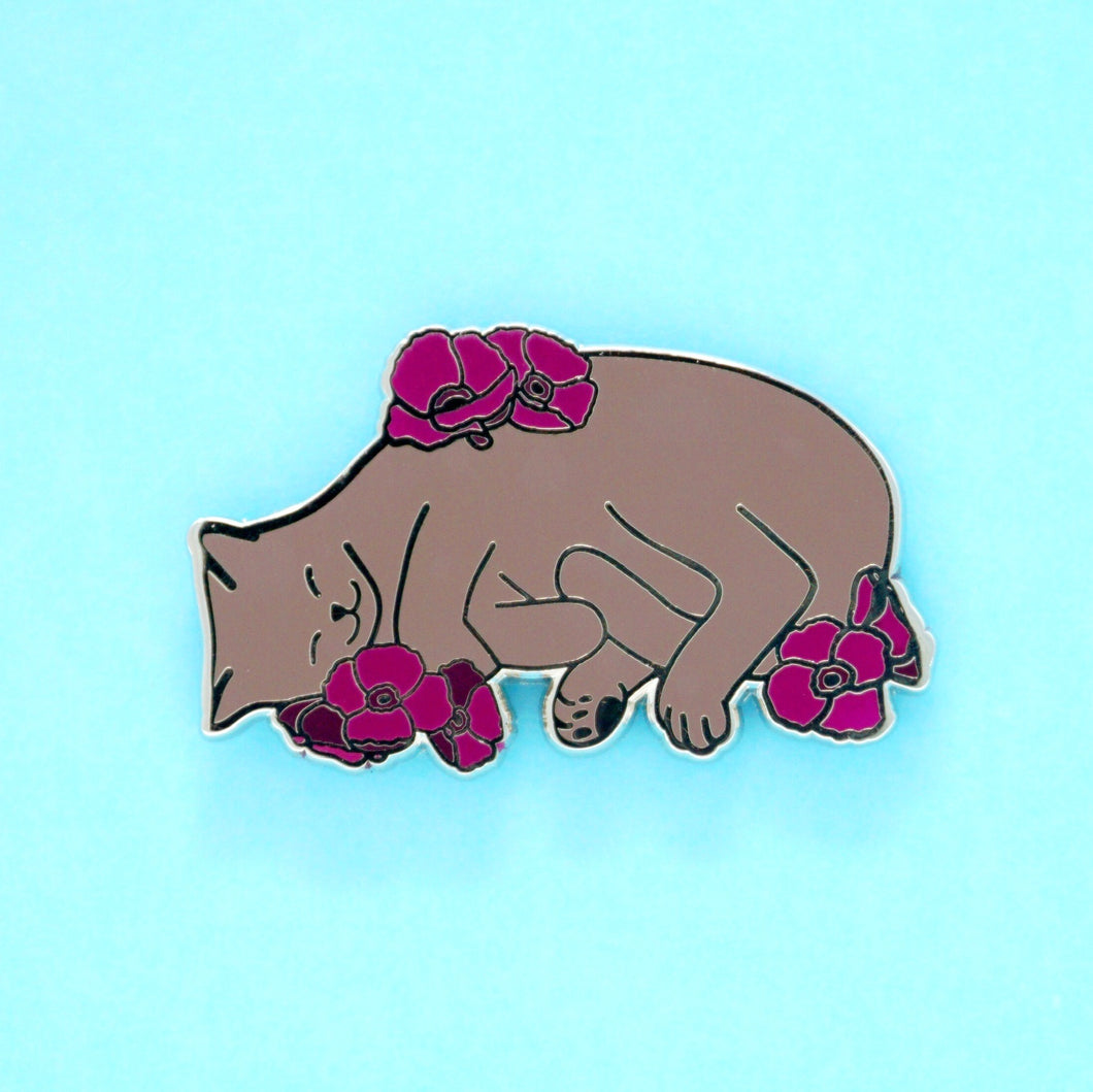 Charity pin for FIP research - grey cat