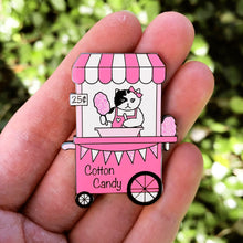 Load image into Gallery viewer, Cotton candy stand cat enamel pin