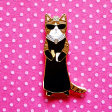 Load image into Gallery viewer, Audrey Hepburn cat enamel pin