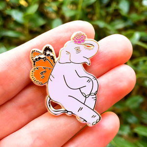 Butterfly elephant enamel pin