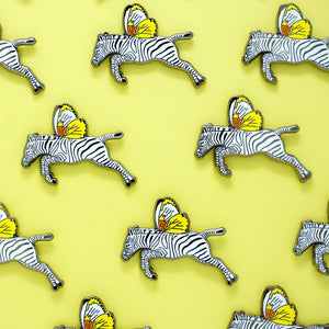 Zebra butterfly enamel pin