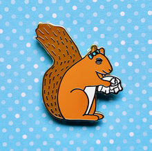Load image into Gallery viewer, Sewing squirrel enamel pin