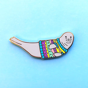 Festive holiday seal in sweater